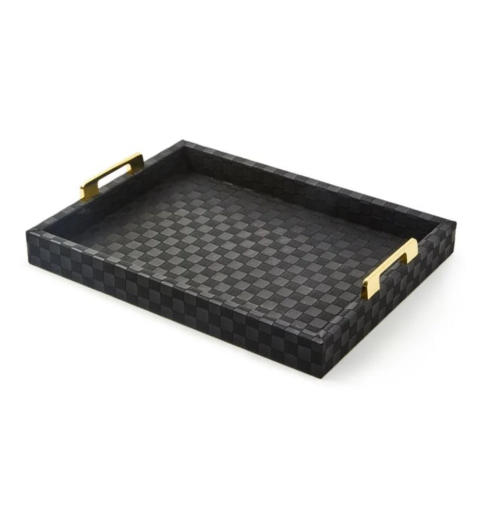 Black Faux Leather Tray Small