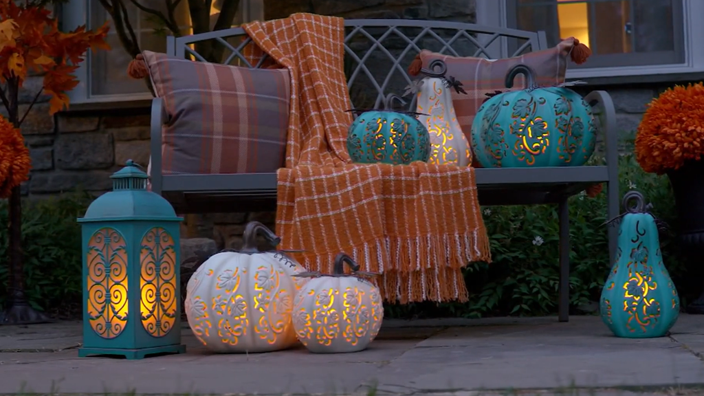 🎉Limited Time Promotion💝Buy 2 Get 2 FREE✨Set of 2 Indoor/Outdoor Illuminated Pumpkins and Oversized Lit Gourd by Valerie