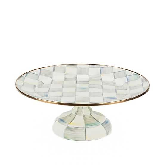 Sterling Check Enamel Pedestal Platter Small